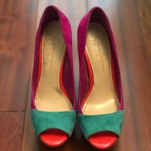 Jessica Simpson Multi Colored High Wedge